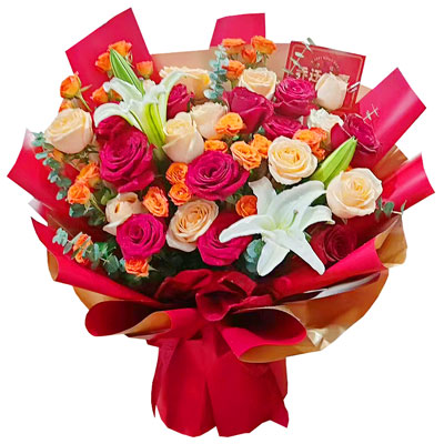 吴忠19朵玫瑰百合，爱情永不凋零