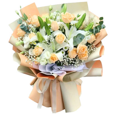 吴忠19朵香槟玫瑰百合，你是我的真爱